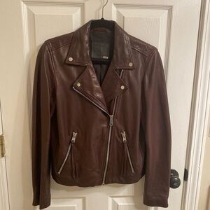ALL SAINTS Dalby Oxblood Leather Moto Jacket